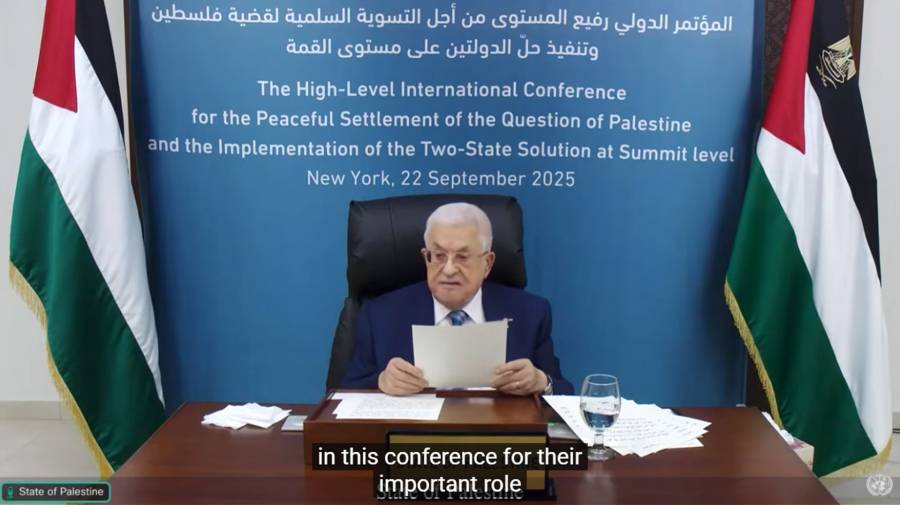 Two state solution, Mahmood Abbas. President Abbas, PA, General Assembly, 