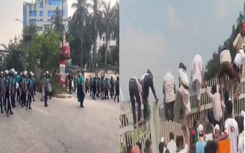 ڈھاکہ:جولائی چارٹر پر دستخط کی تقریب، پولیس کی جنگجوؤں کے ساتھ جھڑپ،خیمے نذر آتش  