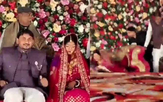 ویڈیو؛ اسٹیج گرنے پر دولہا، دلہن سمیت مہمانوں کی قلابازیاں لگ گئیں