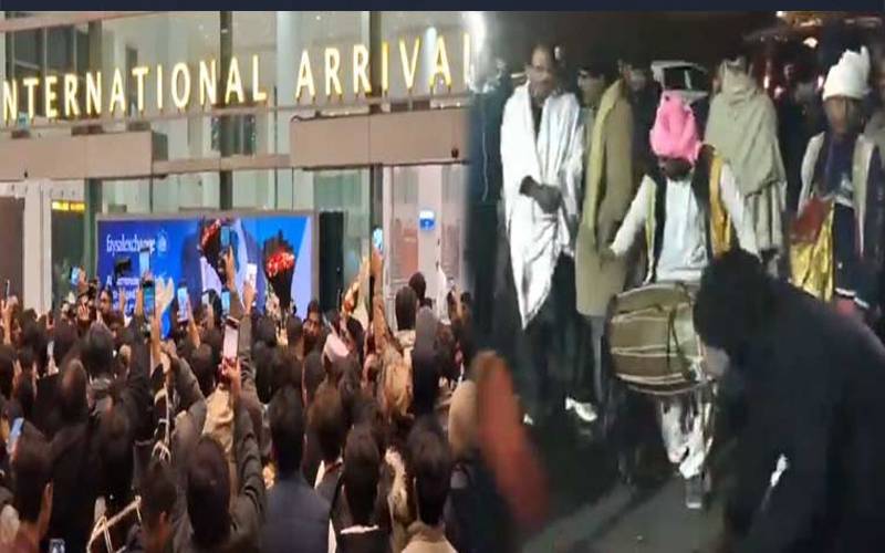 قومی انڈر 19 ٹیم کا وطن واپسی پر شاندار استقبال، پھول نچھاور، ڈھول کی تھاپ پر بھنگڑے