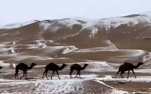 ریت میں برف ، پاکستان کے مشہور نوشکی صحرا میں 20 سال بعد برفباری 