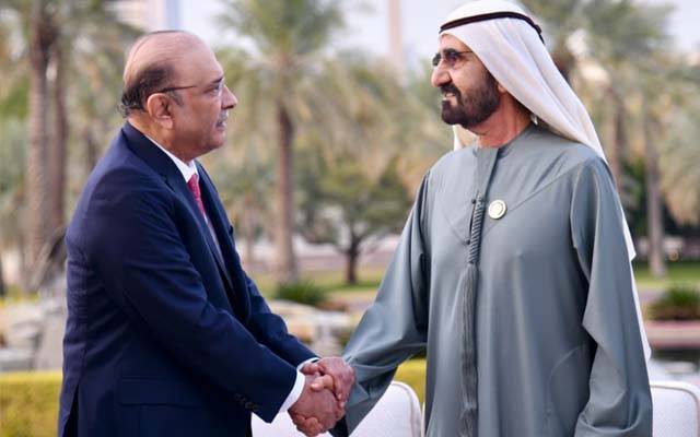 صدر آصف زرداری کی متحدہ عرب امارات کے نائب صدر و وزیر اعظم شیخ محمد بن راشدالمکتوم سے ملاقات؛ دوطرفہ تعلقات کو مضبوط بنانے پر تبادلہ خیال 