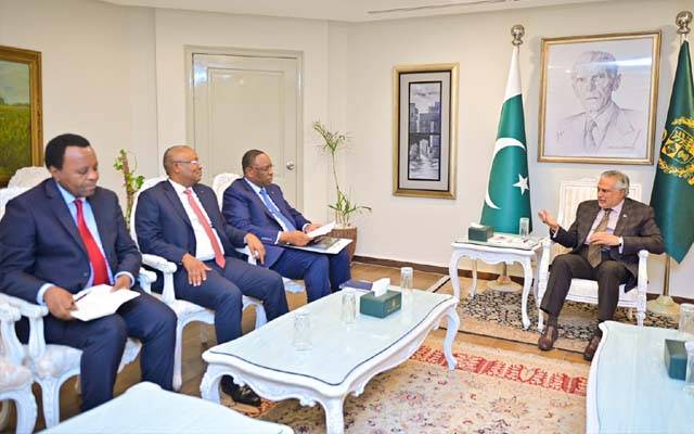 اقوام متحدہ سیکریٹری جنرل کے امیدوار میکی سال کی نائب وزیراعظم اسحاق ڈار سے ملاقات