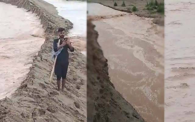 جہلم میں نالہ بنہاں کا حفاظتی بند ٹوٹ گیا