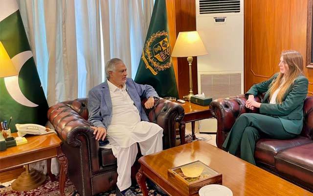 برطانوی ہائی کمشنر جین میریٹ کی نائب وزیراعظم اسحاق ڈار سے ملاقات: یوم آزادی کی مبارکباد
