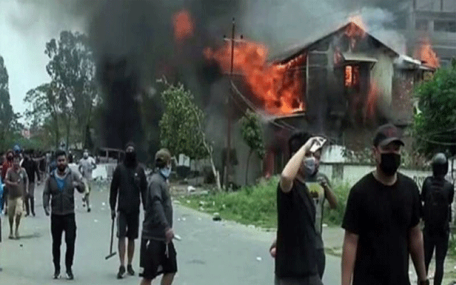 ministers home set on fire in Manipur, India, City42 