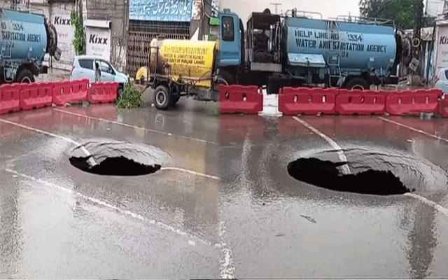 PEKO Road ten feet deep hole in the road appeared due to a water supply line burst, City32