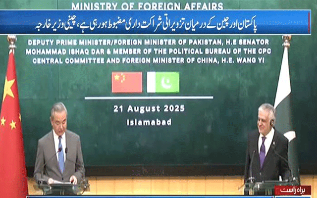 پاکستان کی سالمیت اور خودمختاری کے تحفظ کیلئے چین کے عزم کو سراہتے ہیں: اسحاق ڈار
