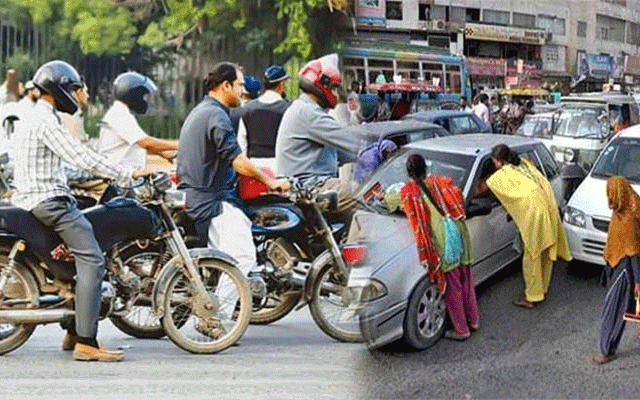  موٹر سائیکل سواروں اور پیشہ ور بھکاریوں کے خلاف سخت کریک ڈاؤن کا فیصلہ